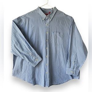 IZOD 2015 Men’s Long Sleeve Button Down Navy/Light Blue/ White Plaid Shirt 4XL